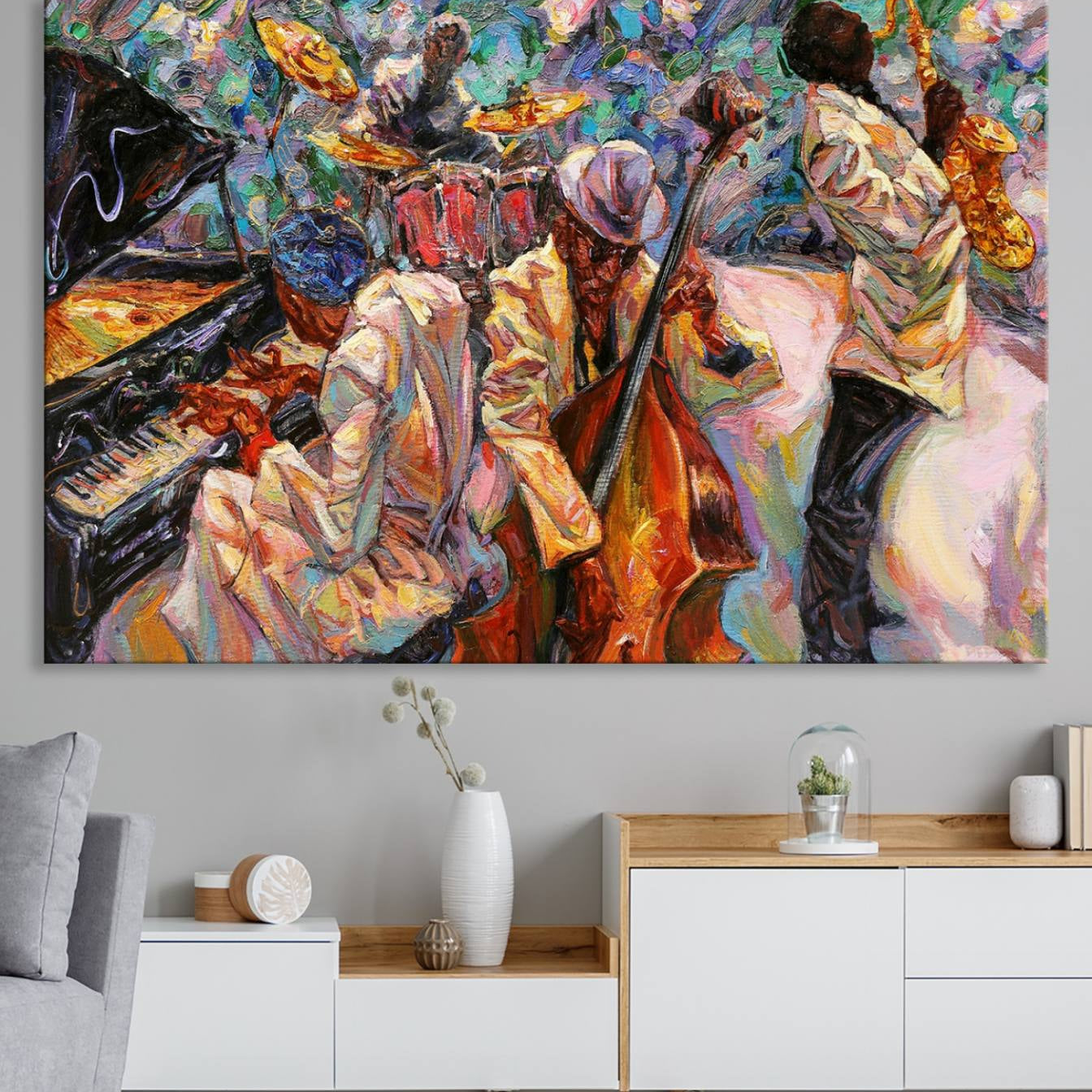 -African American Jazz Art Music Abstract Wall Art Painting Canvas Wall Art