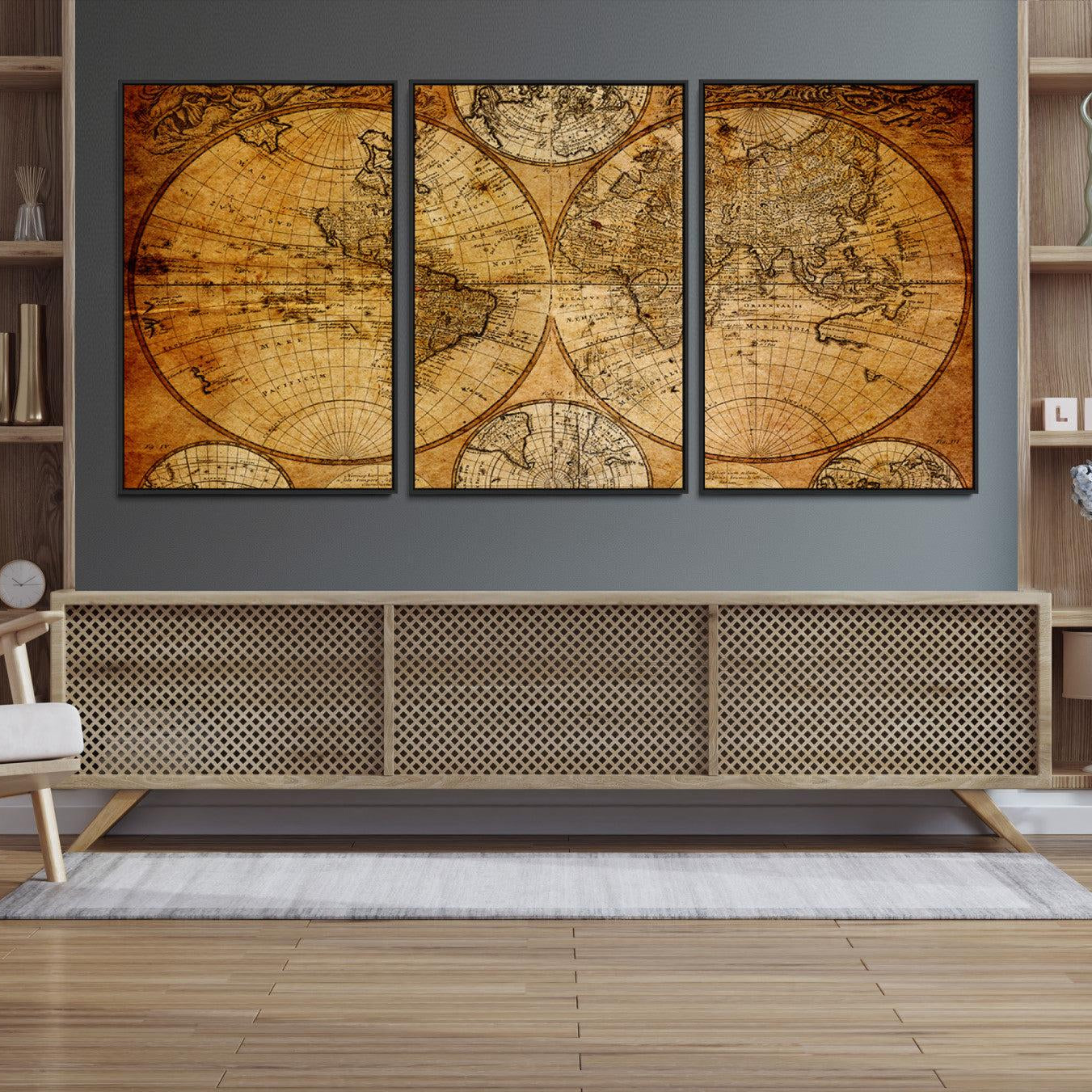 -Push Pin World Map Canvas Print – Framed Wall Art for Couples to Track Their Travels – Anniversary