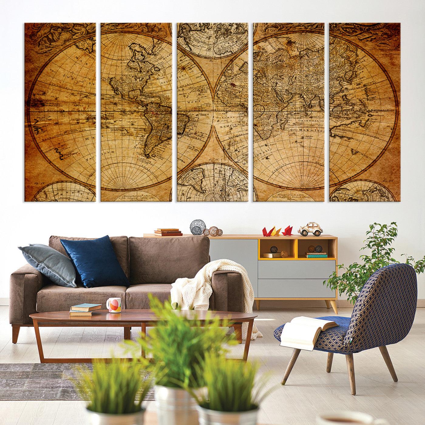 -Push Pin World Map Canvas Print – Framed Wall Art for Couples to Track Their Travels – Anniversary