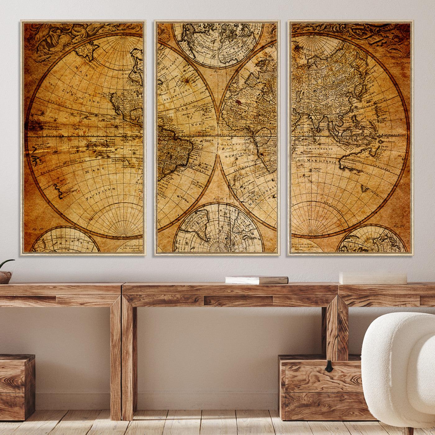 -Push Pin World Map Canvas Print – Framed Wall Art for Couples to Track Their Travels – Anniversary