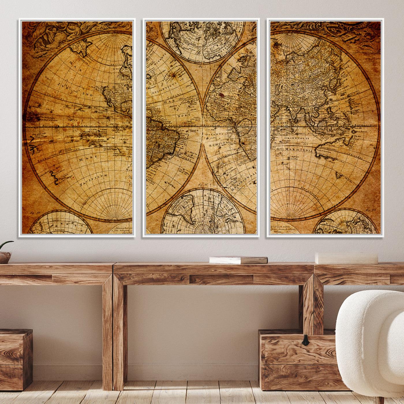 -Push Pin World Map Canvas Print – Framed Wall Art for Couples to Track Their Travels – Anniversary