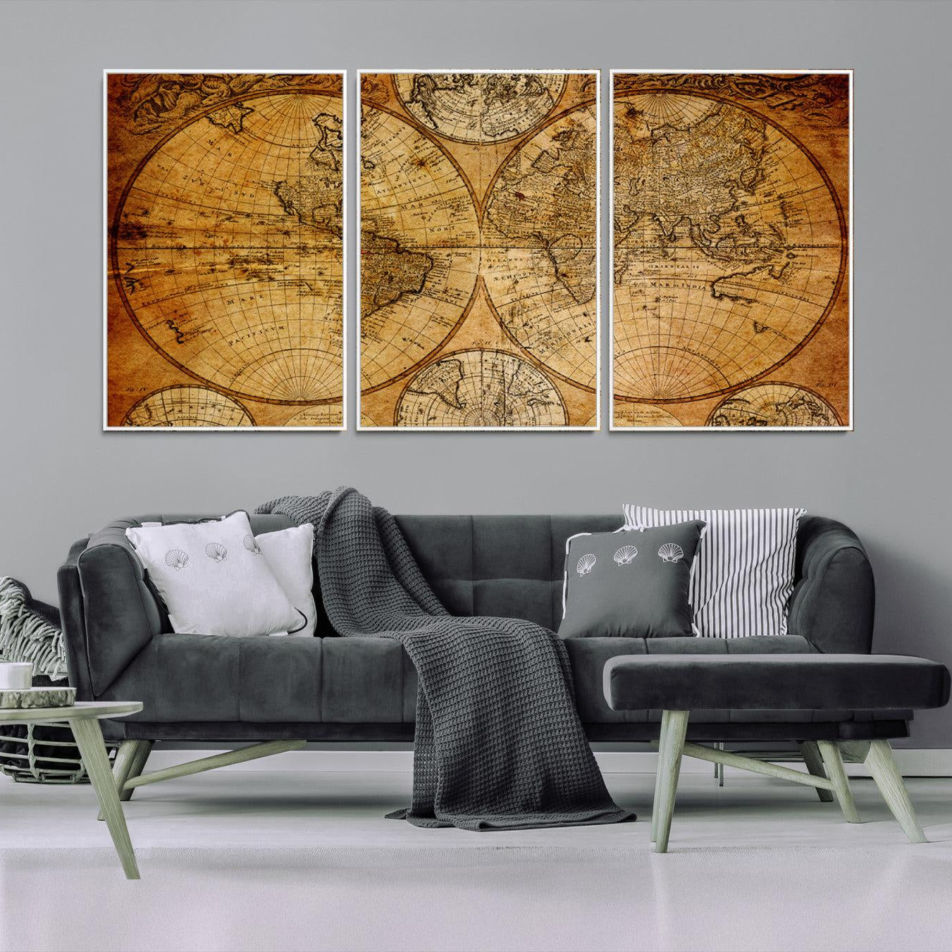 -Push Pin World Map Canvas Print – Framed Wall Art for Couples to Track Their Travels – Anniversary