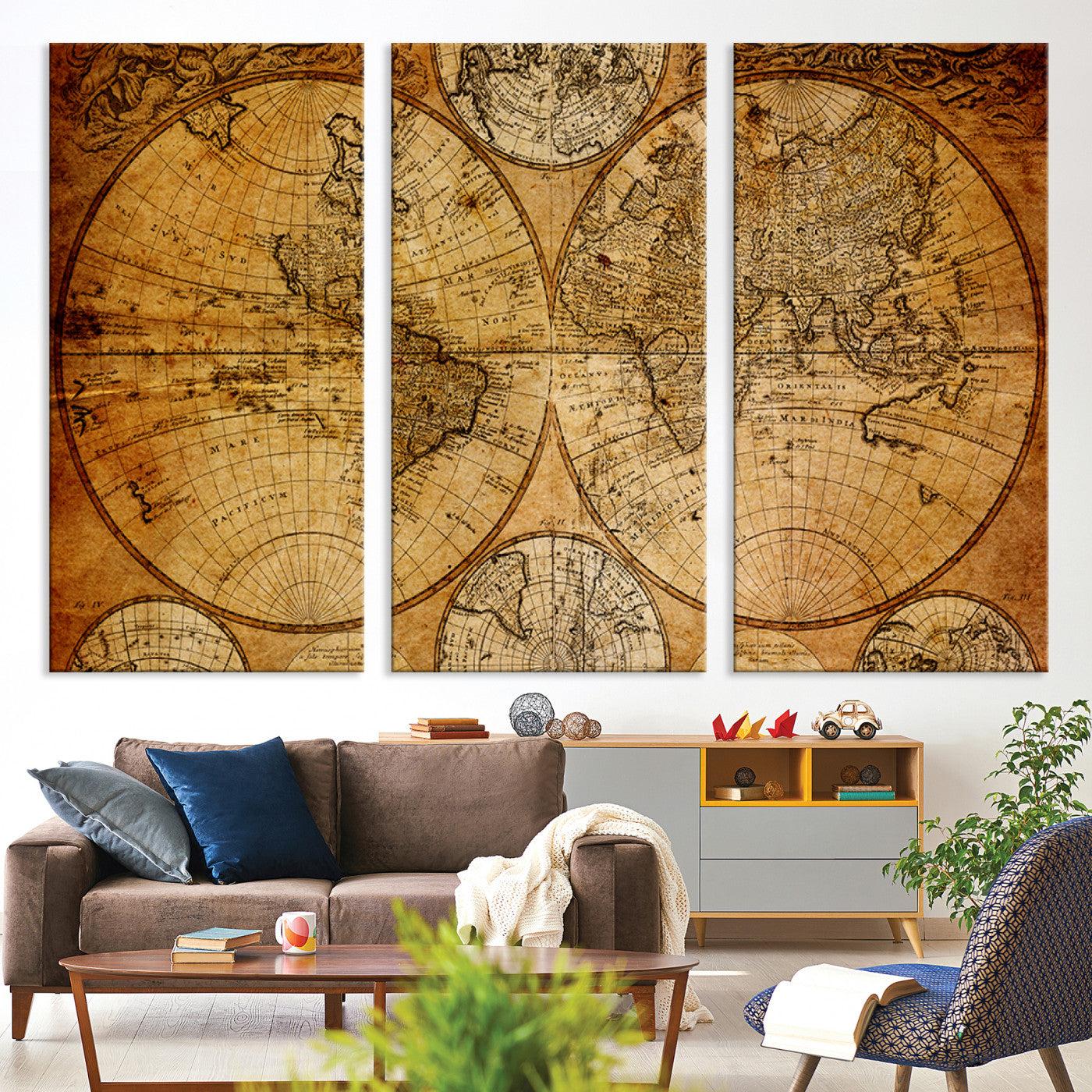 -Push Pin World Map Canvas Print – Framed Wall Art for Couples to Track Their Travels – Anniversary