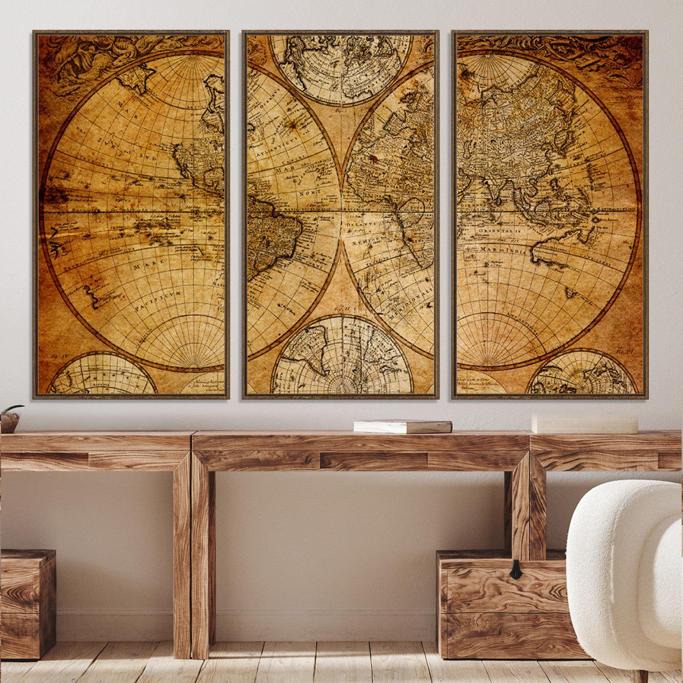 -Push Pin World Map Canvas Print – Framed Wall Art for Couples to Track Their Travels – Anniversary