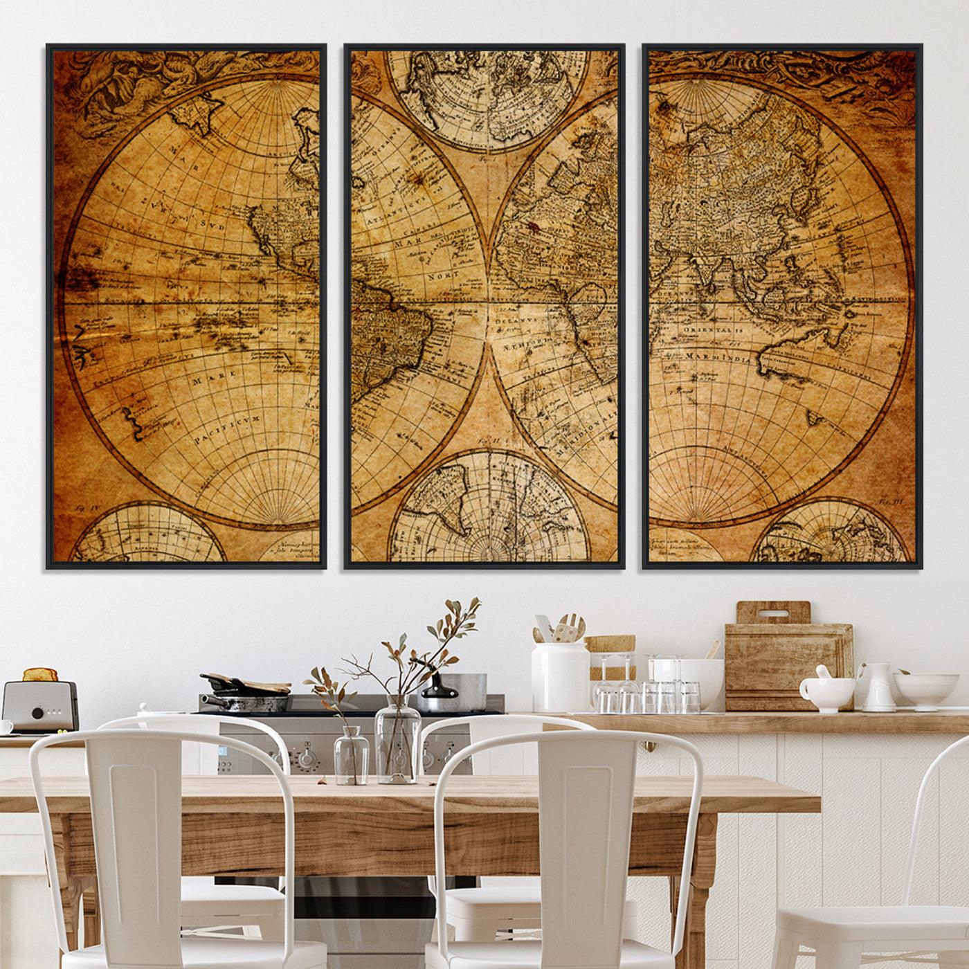-Push Pin World Map Canvas Print – Framed Wall Art for Couples to Track Their Travels – Anniversary