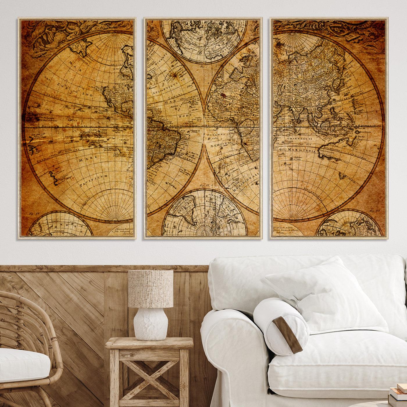 -Push Pin World Map Canvas Print – Framed Wall Art for Couples to Track Their Travels – Anniversary