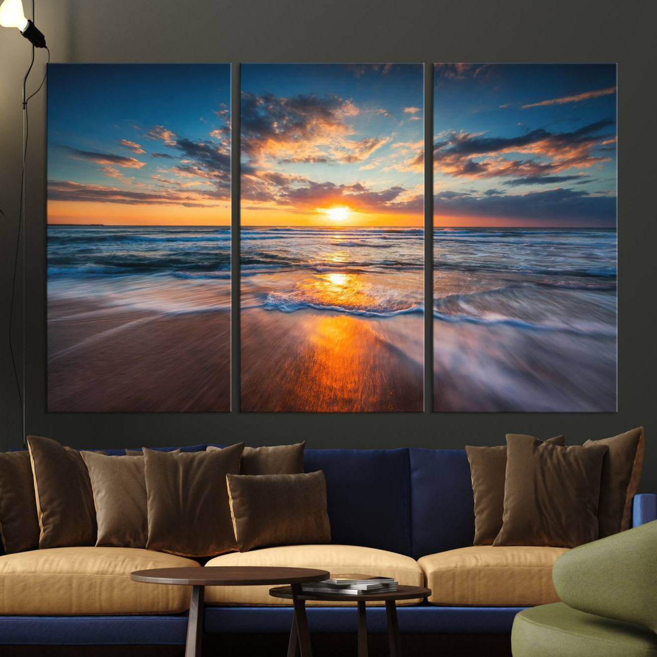 -Beautiful Sunset over the Horizon Beach Canvas Wall Art Ocean Canvas Artwork