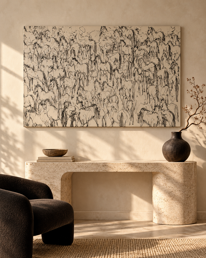 Abstract Horse Sketch Wall Art, Ready to Hang