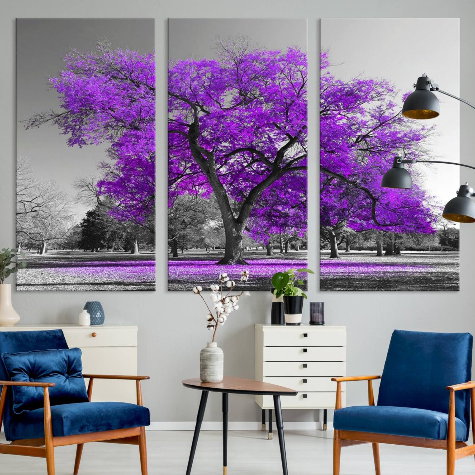 52897-MGV-CV-36X24-Big Purple Tree Wall Art Canvas Print
