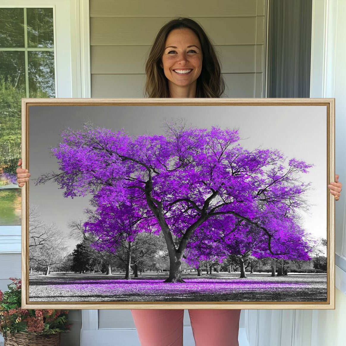 52897-MGV-CV-36X24-Big Purple Tree Wall Art Canvas Print