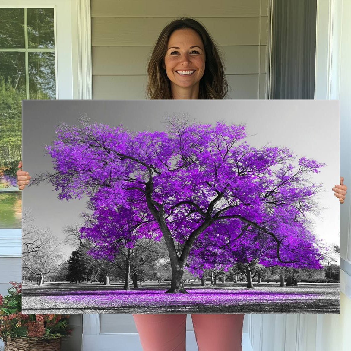 52897-MGV-CV-36X24-Big Purple Tree Wall Art Canvas Print