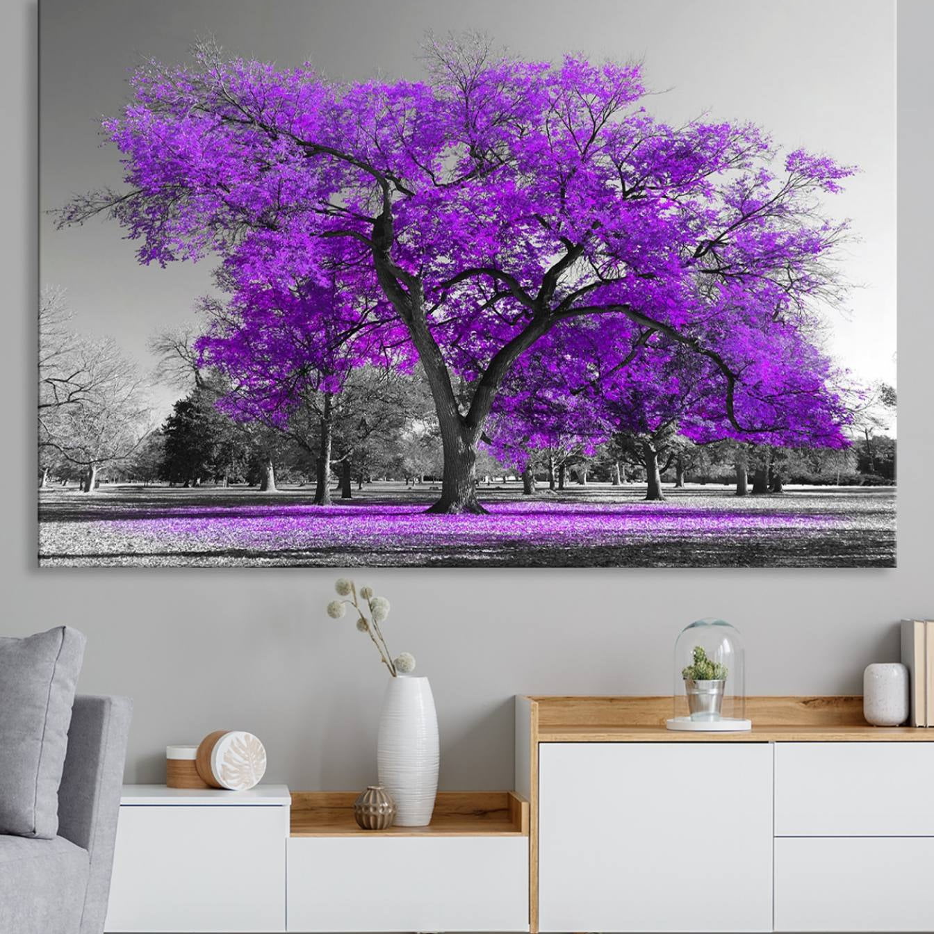 52897-MGV-CV-36X24-Big Purple Tree Wall Art Canvas Print