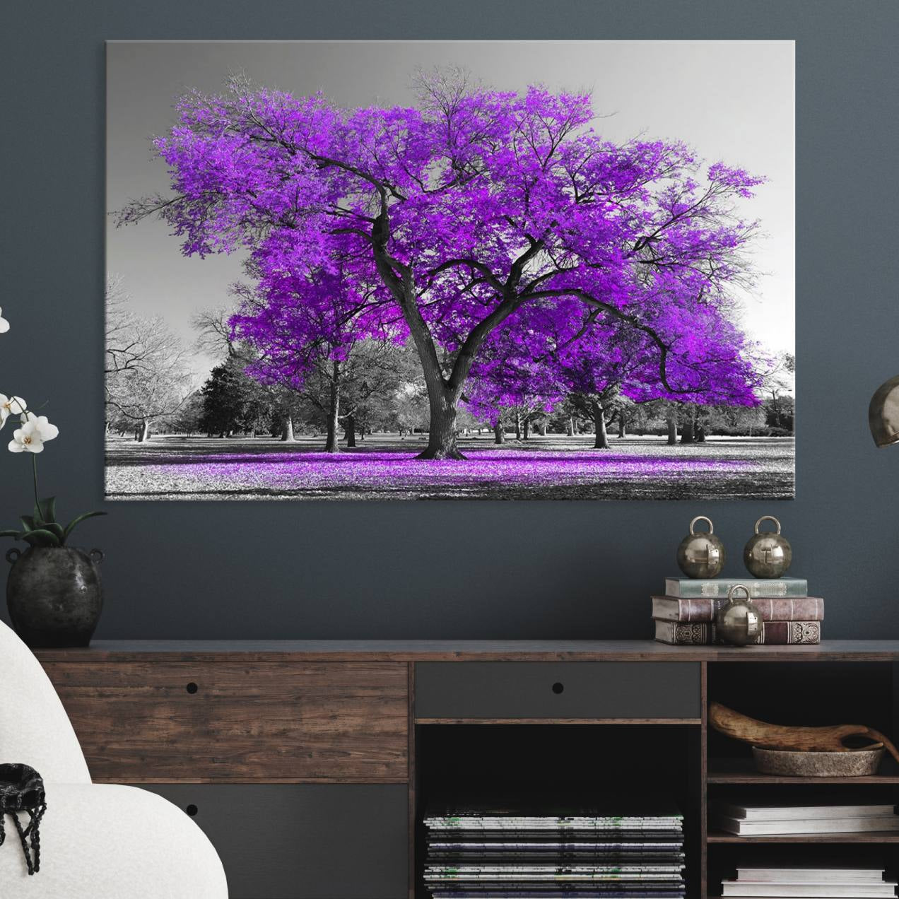 52897-MGV-CV-36X24-Big Purple Tree Wall Art Canvas Print