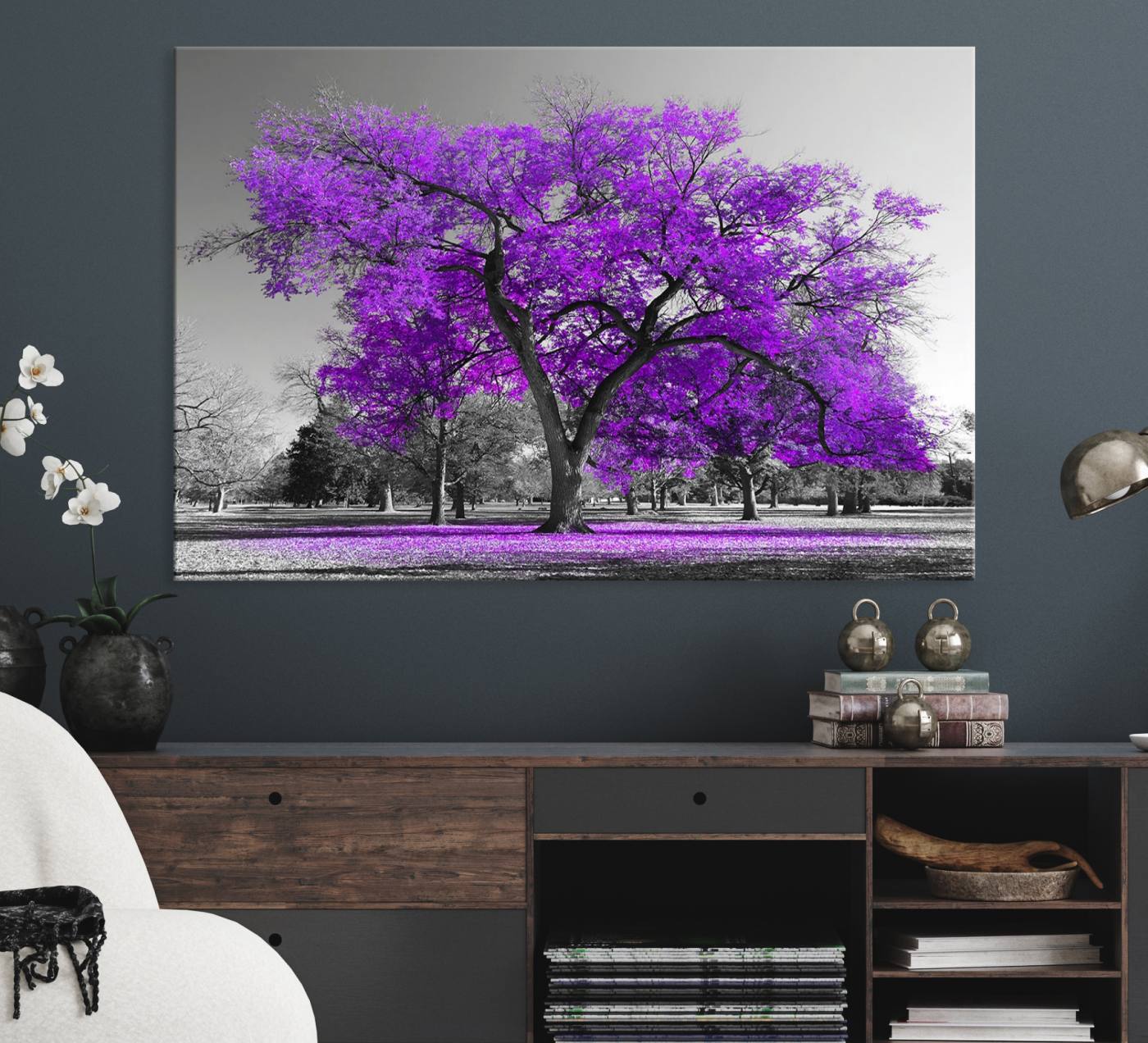 52897-MGV-CV-36X24-Big Purple Tree Wall Art Canvas Print