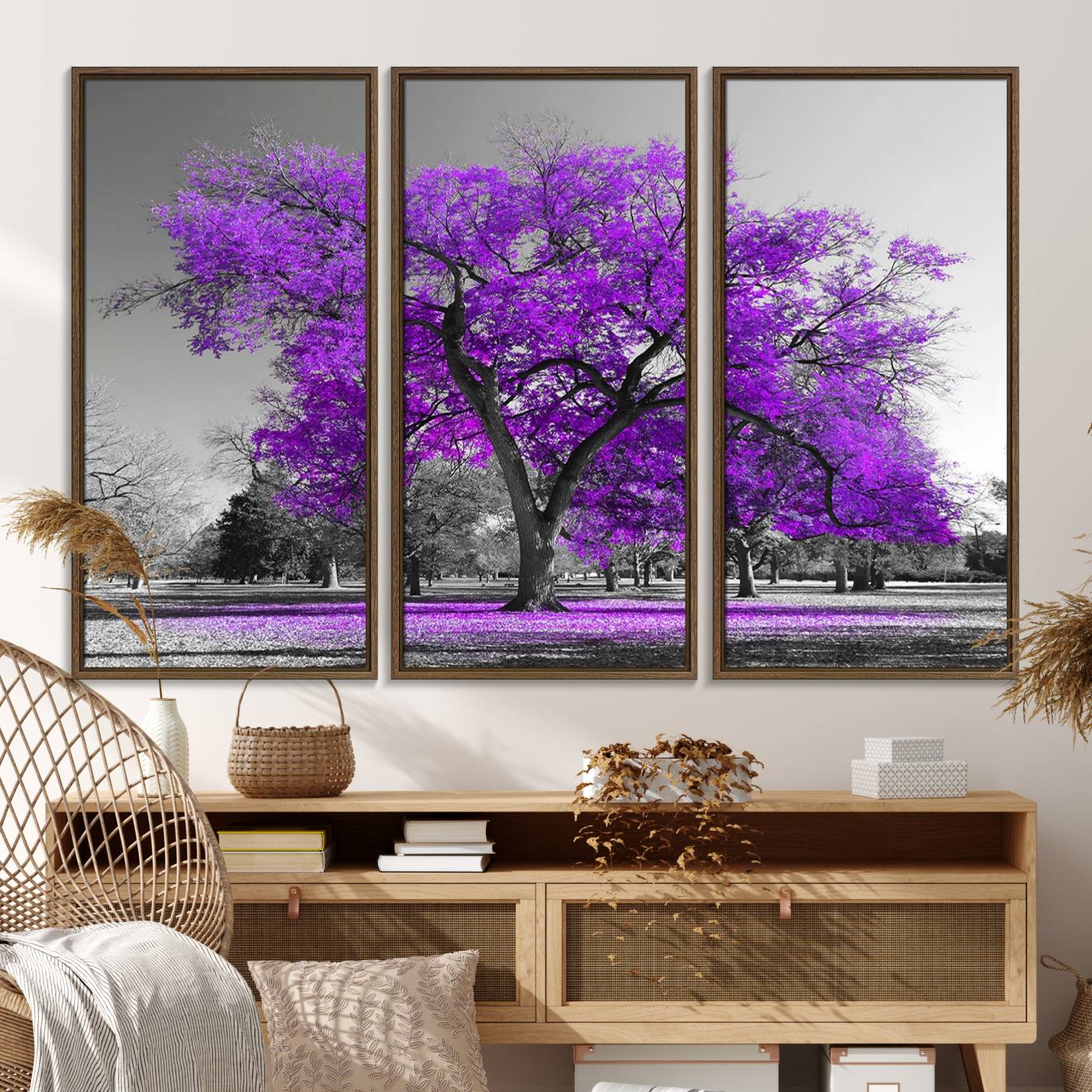 52897-MGV-FC-48X32-3P_Walnut-Big Purple Tree Wall Art Canvas Print