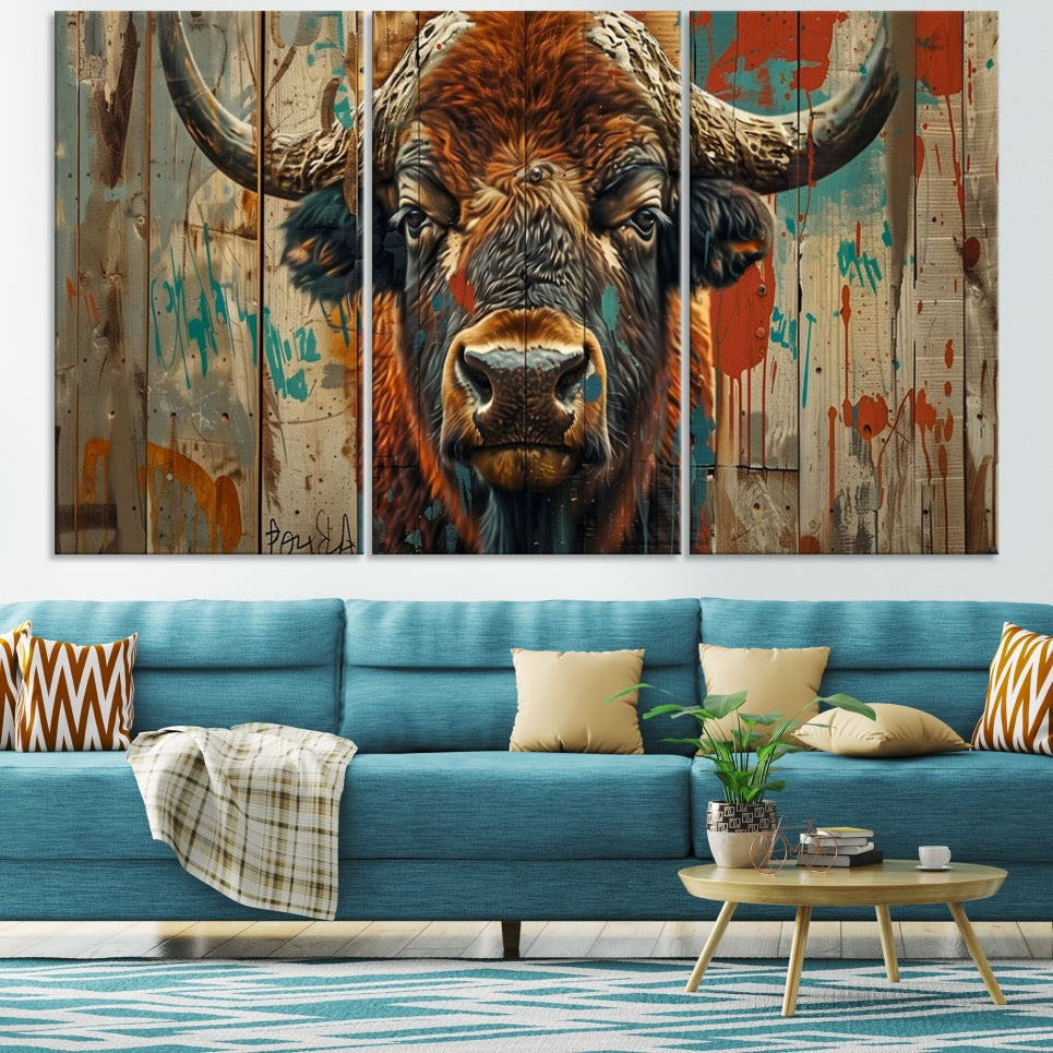 -Bison Canvas Wall Art, American Buffalo Print Canvas