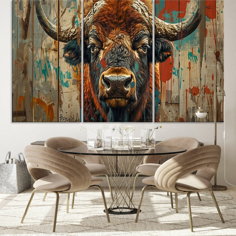 -Bison Canvas Wall Art, American Buffalo Print Canvas