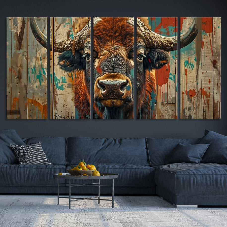 -Bison Canvas Wall Art, American Buffalo Print Canvas