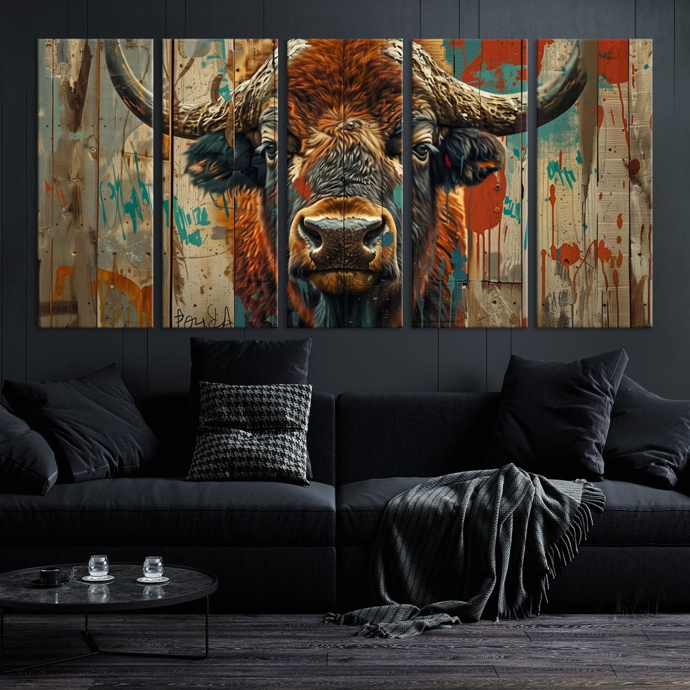 -Bison Canvas Wall Art, American Buffalo Print Canvas