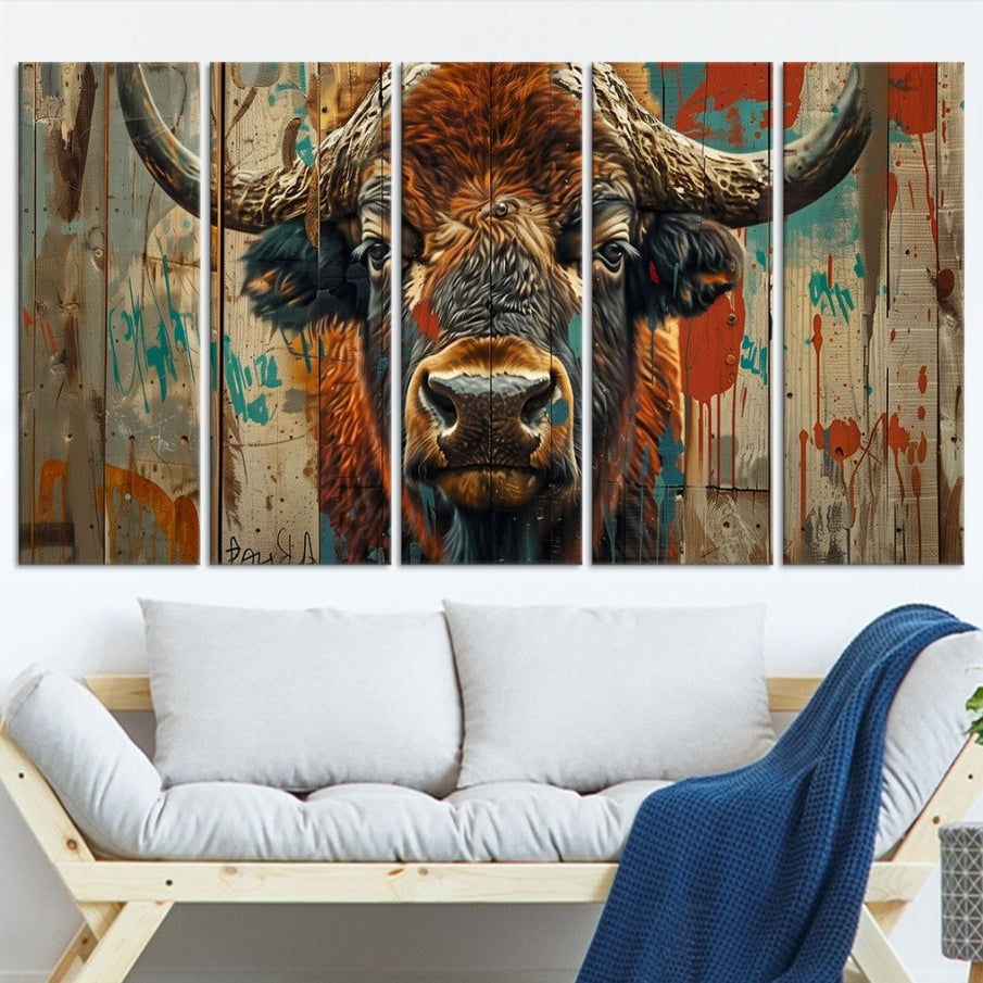 -Bison Canvas Wall Art, American Buffalo Print Canvas