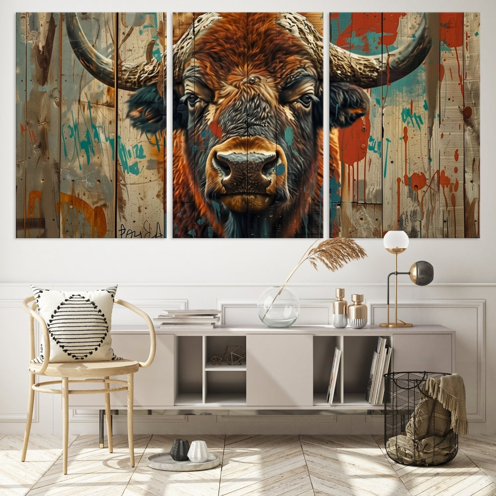 -Bison Canvas Wall Art, American Buffalo Print Canvas