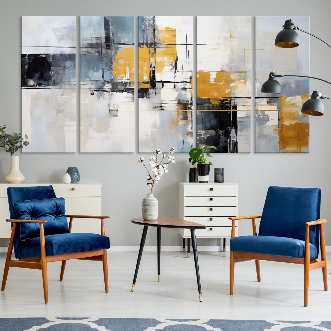 Edit-Images-Black Orange Abstract Wall Art Canvas Print, Contemporary Canvas Print