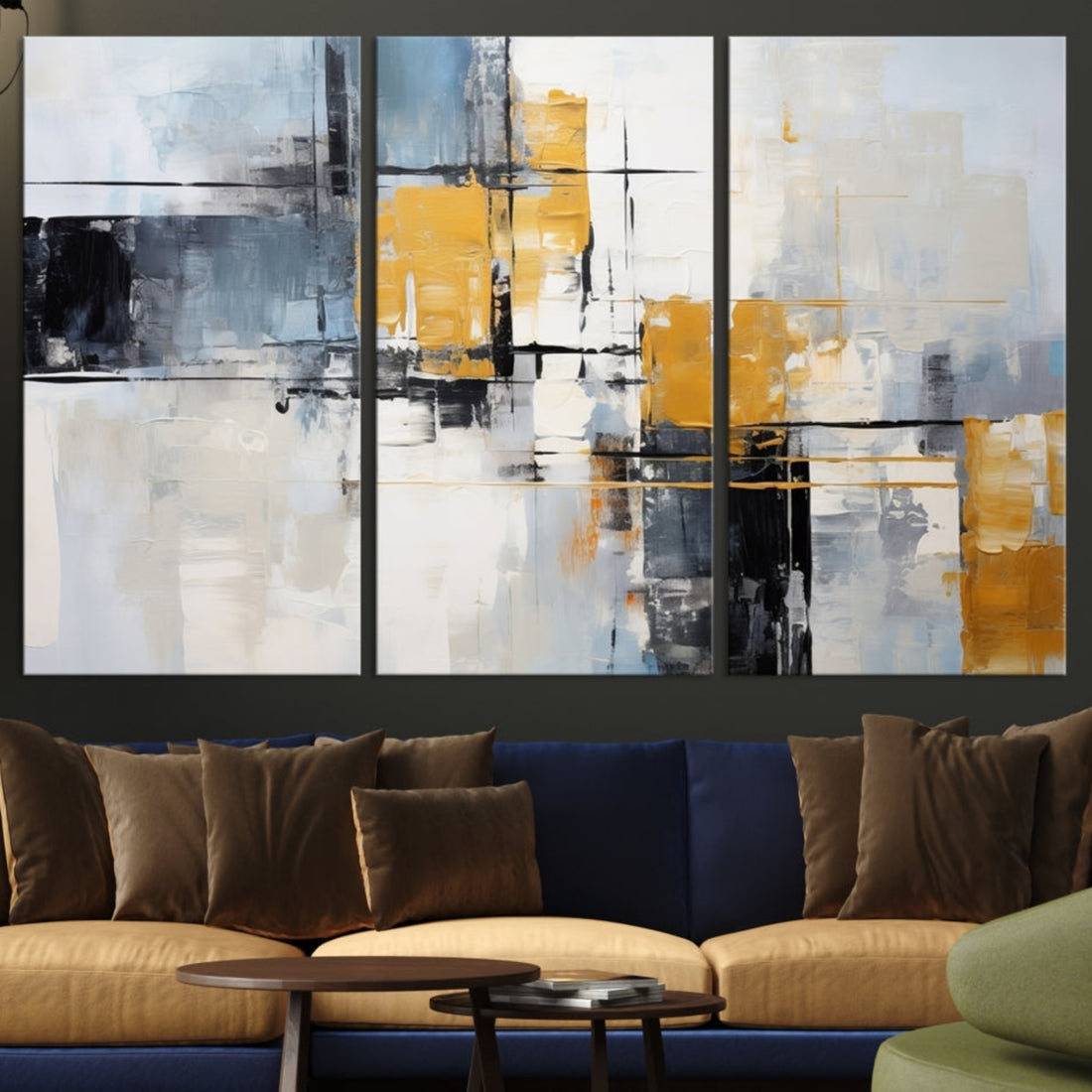 Black Orange Abstract Wall Art Canvas Print, Contemporary Canvas Print
