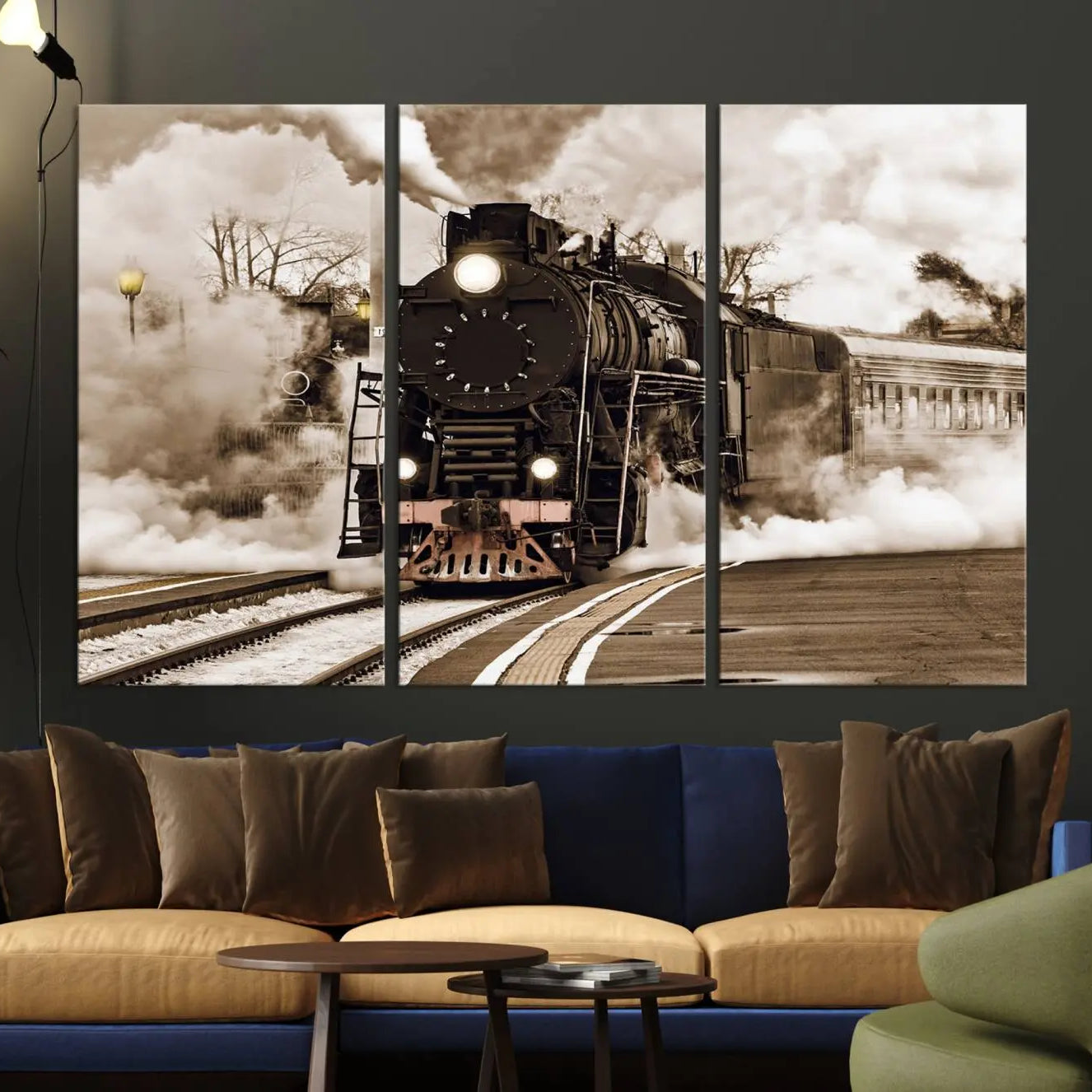 -Black Steam Train Canvas Wall Art Print Steam Locomotive Art Canvas