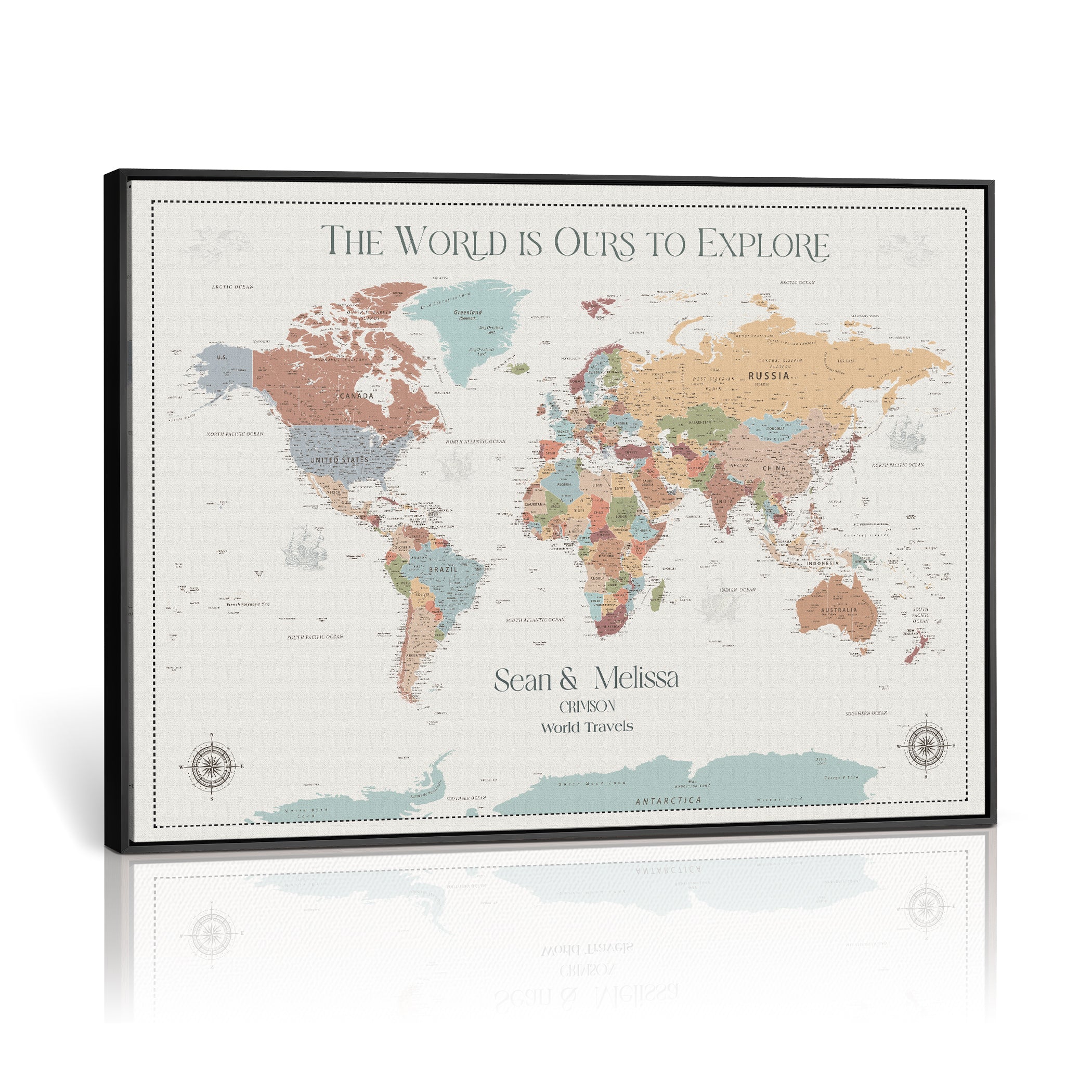 -Personalized Push Pin World Map Canvas – Custom Framed Travel Tracker Wall Art, Large Adventure Map with Pins for Home, Office