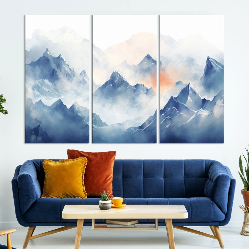 Edit-Images-Blue Orange Abstract Mountain Wall Art