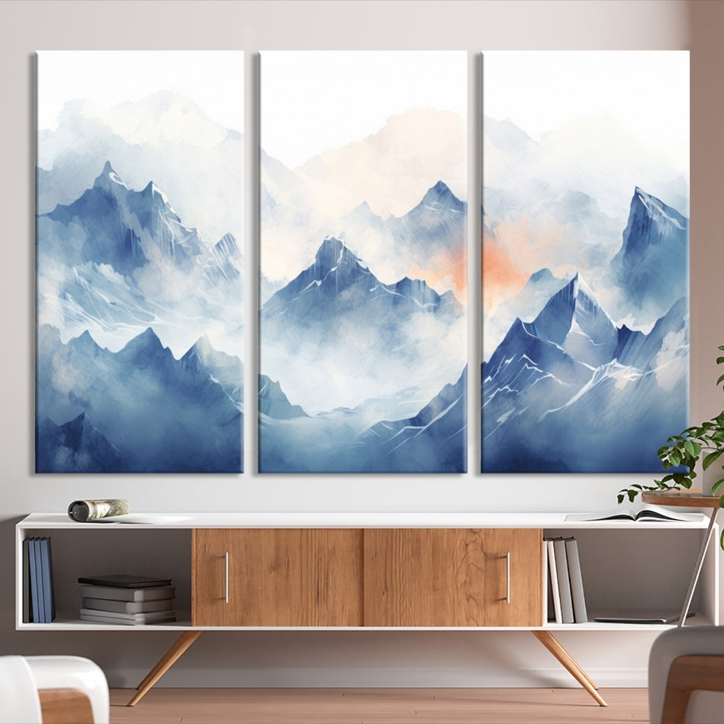 Edit-Images-Blue Orange Abstract Mountain Wall Art