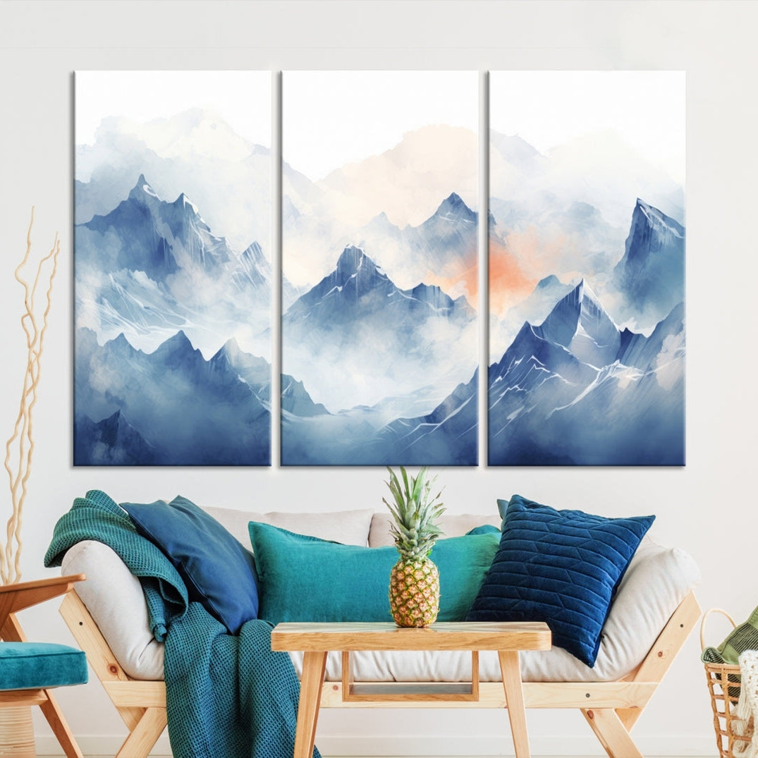 Edit-Images-Blue Orange Abstract Mountain Wall Art