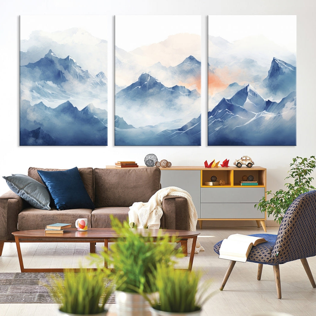 Edit-Images-Blue Orange Abstract Mountain Wall Art