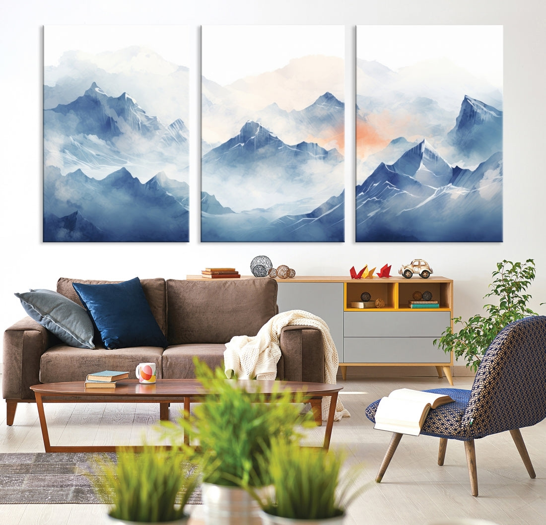 Edit-Images-Blue Orange Abstract Mountain Wall Art