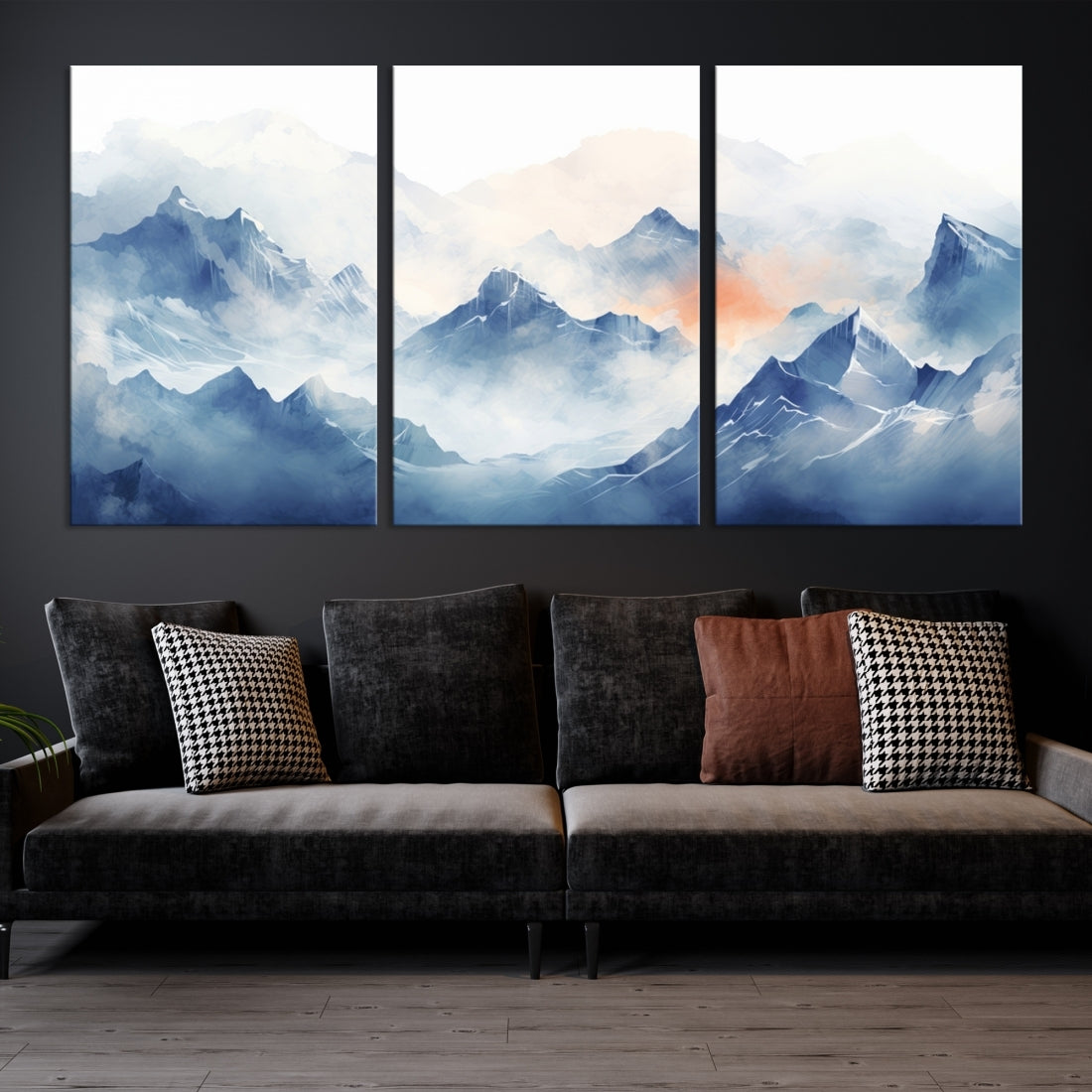 Edit-Images-Blue Orange Abstract Mountain Wall Art