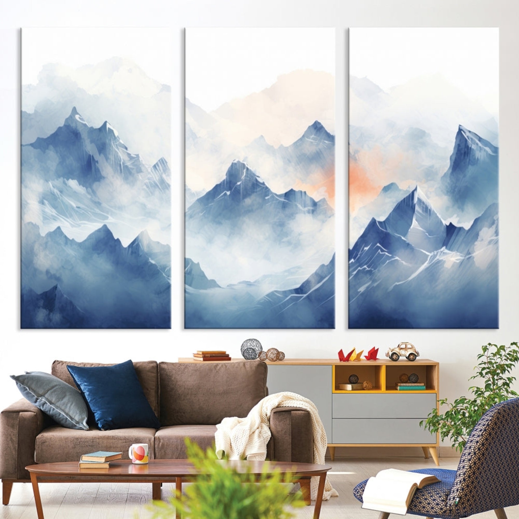 Edit-Images-Blue Orange Abstract Mountain Wall Art