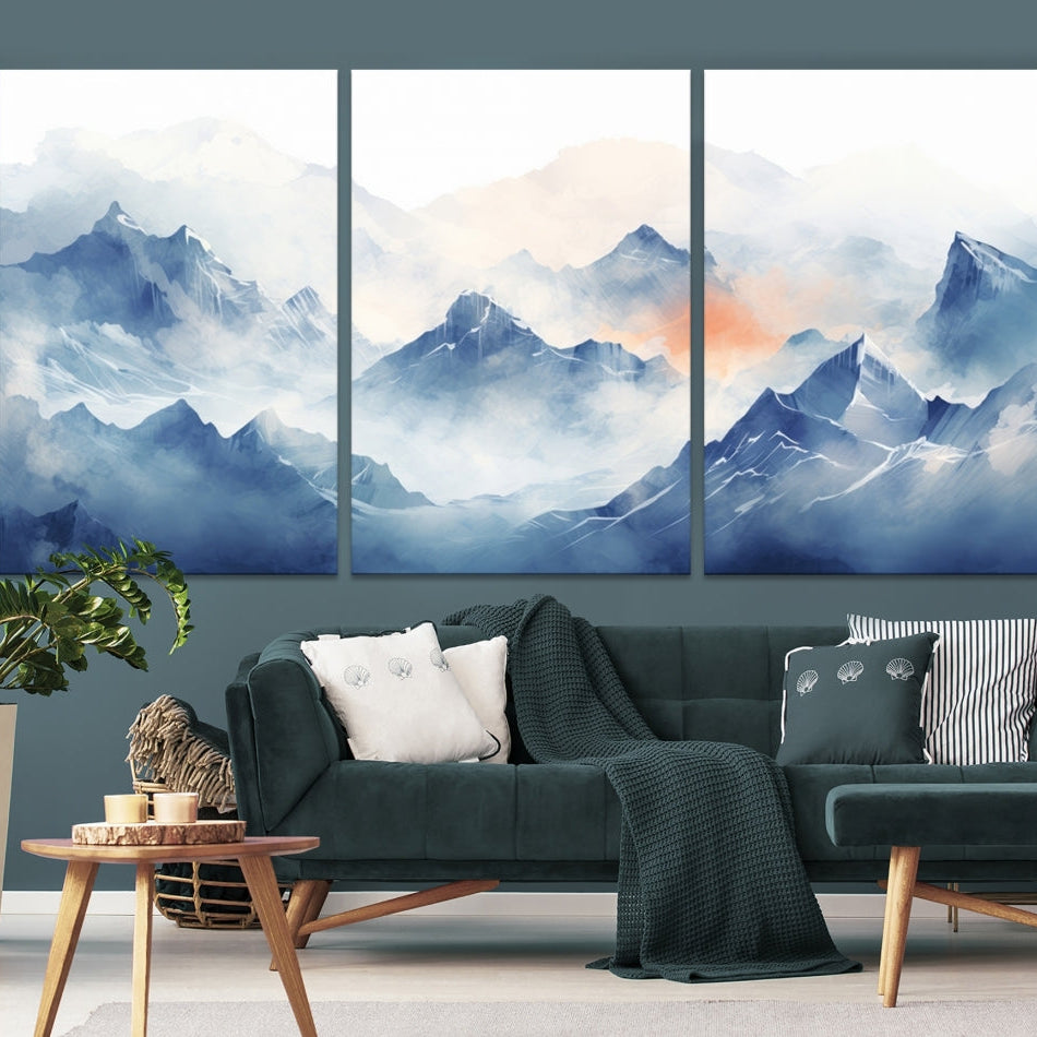 Edit-Images-Blue Orange Abstract Mountain Wall Art