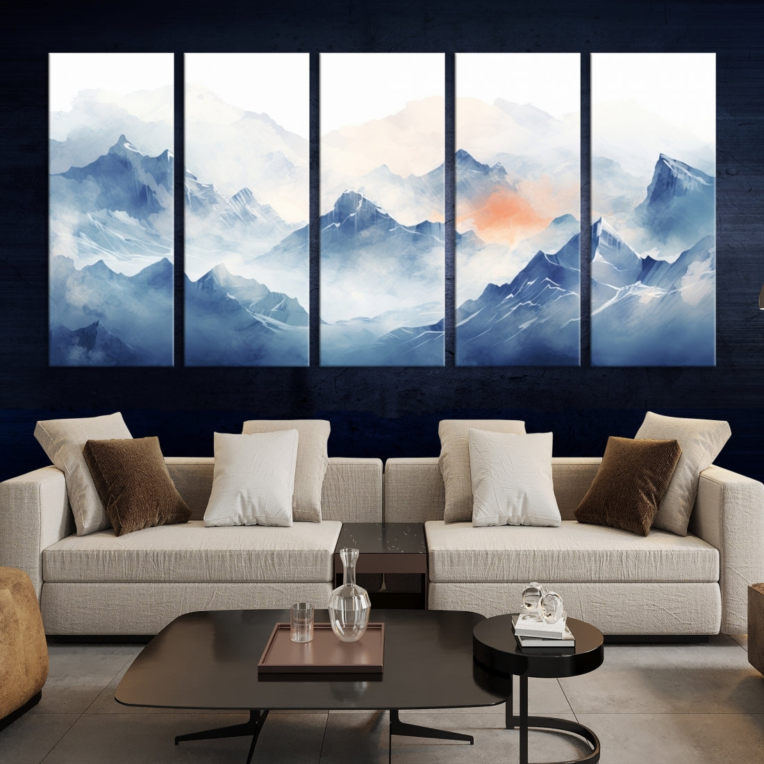 Edit-Images-Blue Orange Abstract Mountain Wall Art