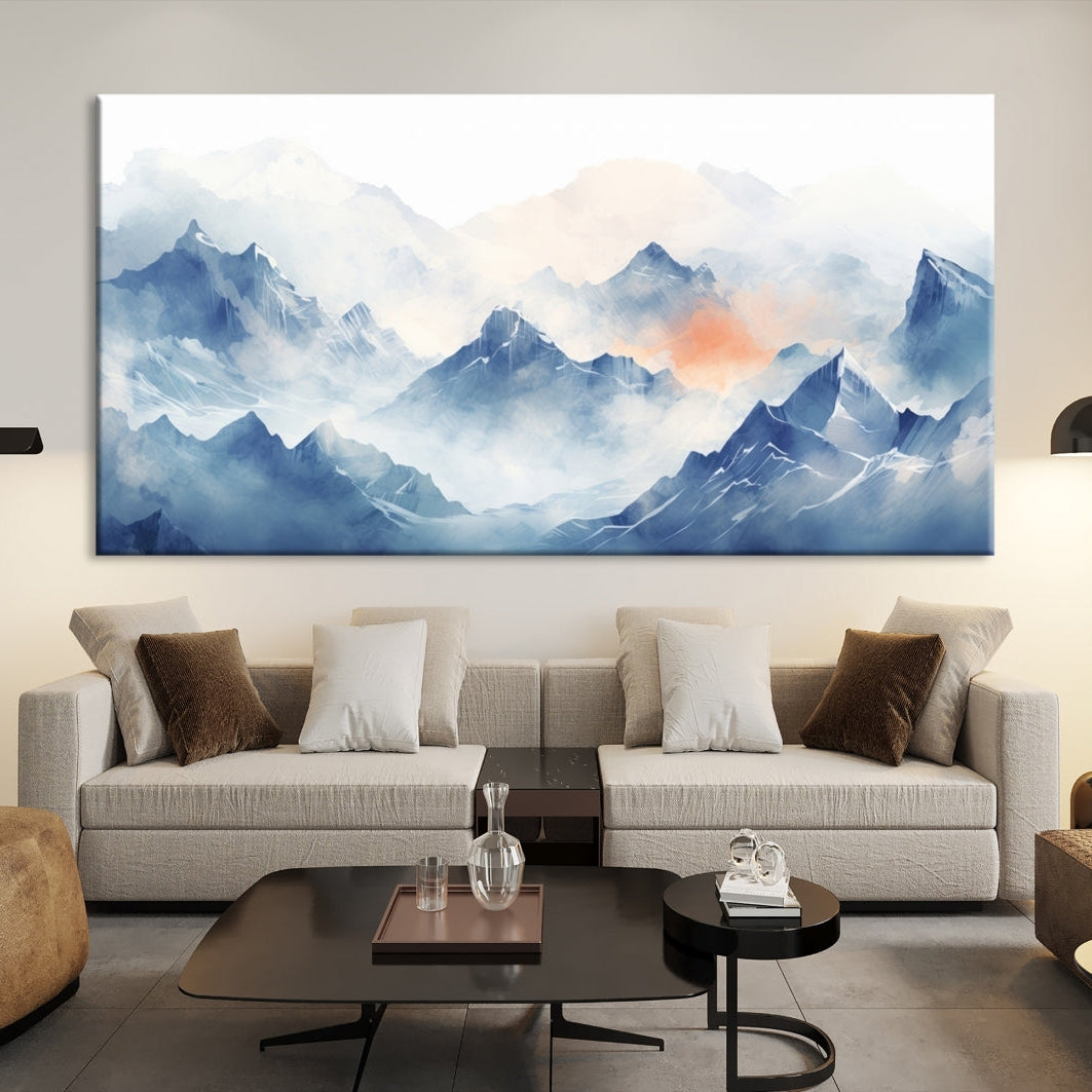 Edit-Images-Blue Orange Abstract Mountain Wall Art