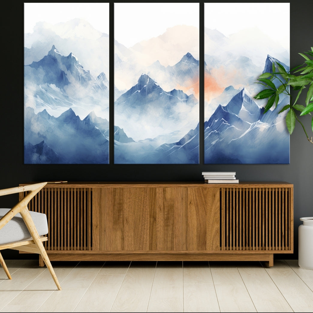 Edit-Images-Blue Orange Abstract Mountain Wall Art