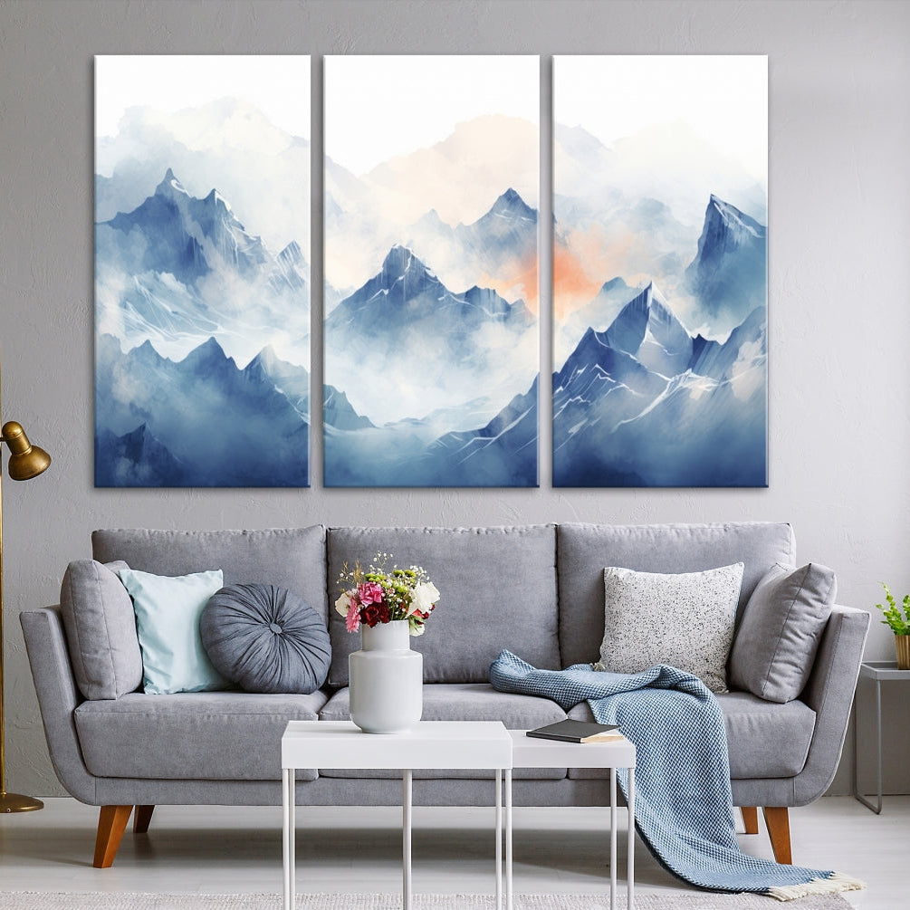 Edit-Images-Blue Orange Abstract Mountain Wall Art