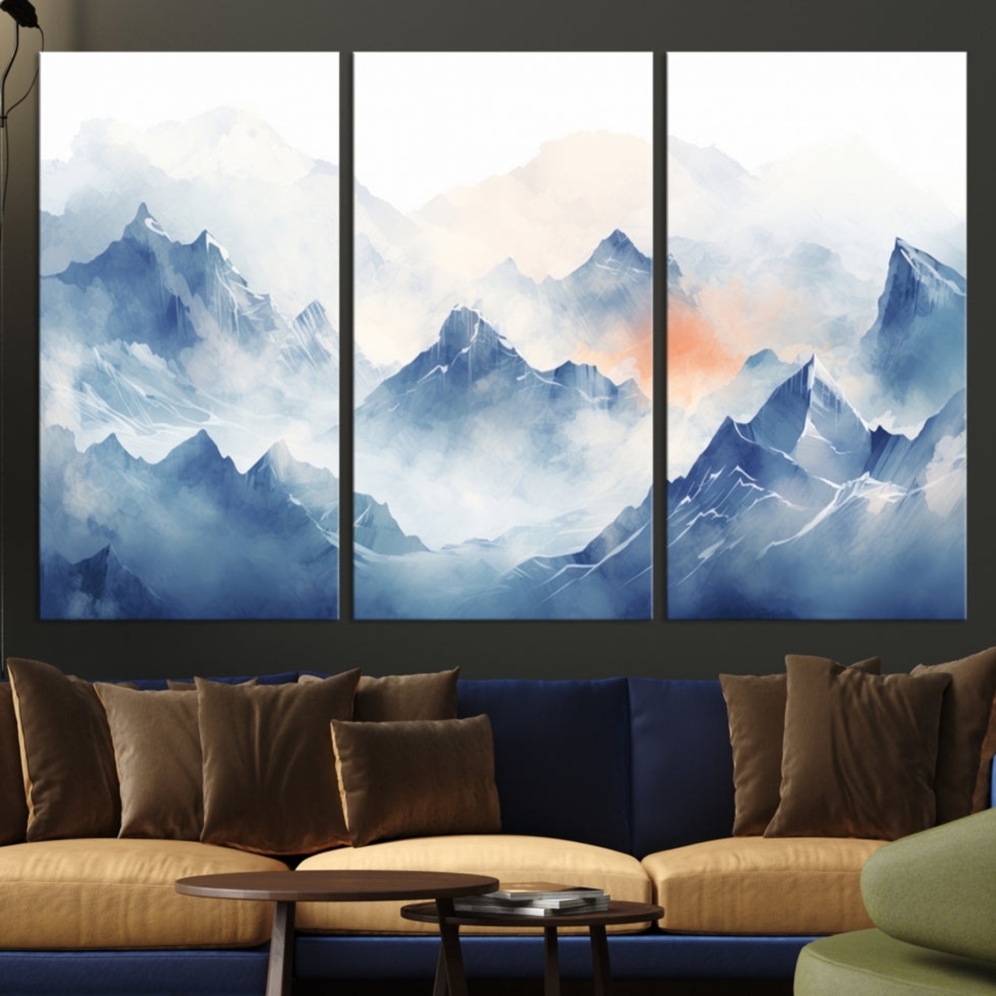 Edit-Images-Blue Orange Abstract Mountain Wall Art