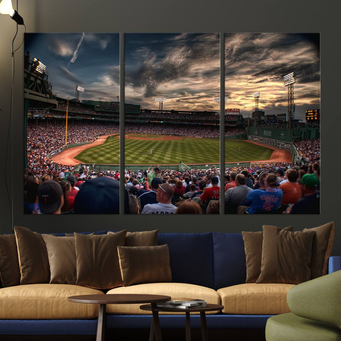 53432-MGV-CV-36X24-Boston Red Sox Baseball Team Print - Massachusetts Fenway Park Stadium Wall Art Canvas Print