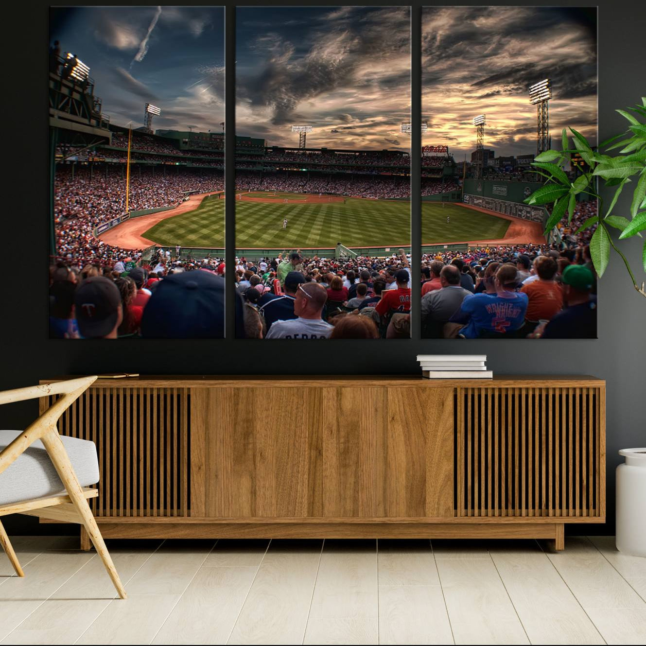 53432-MGV-CV-36X24-Boston Red Sox Baseball Team Print - Massachusetts Fenway Park Stadium Wall Art Canvas Print