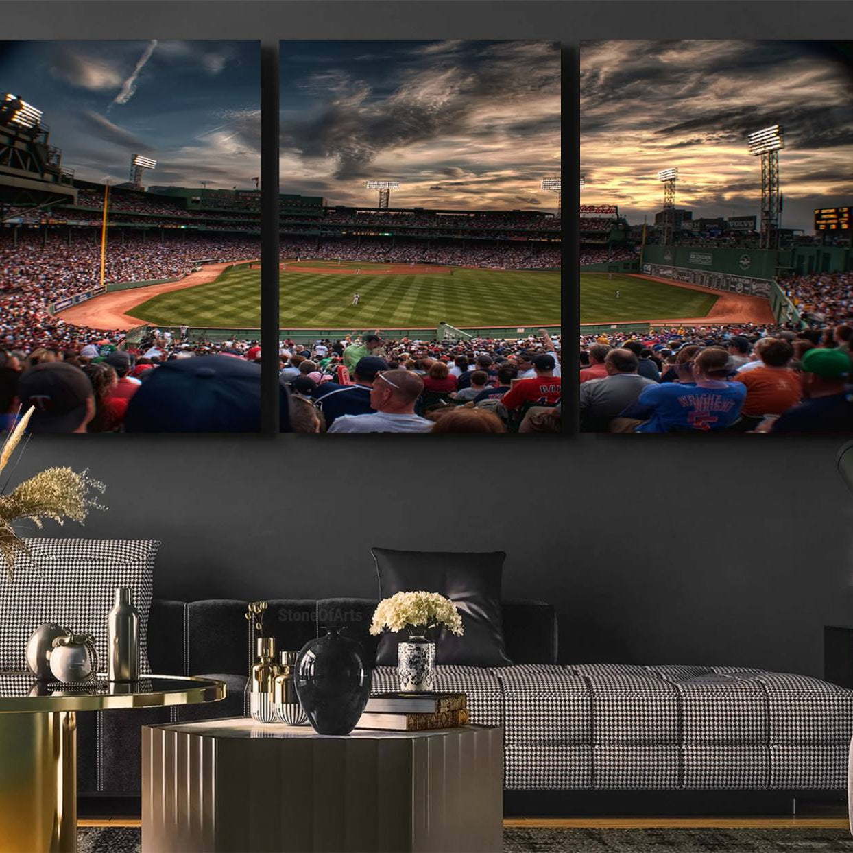 53432-MGV-CV-36X24-Boston Red Sox Baseball Team Print - Massachusetts Fenway Park Stadium Wall Art Canvas Print