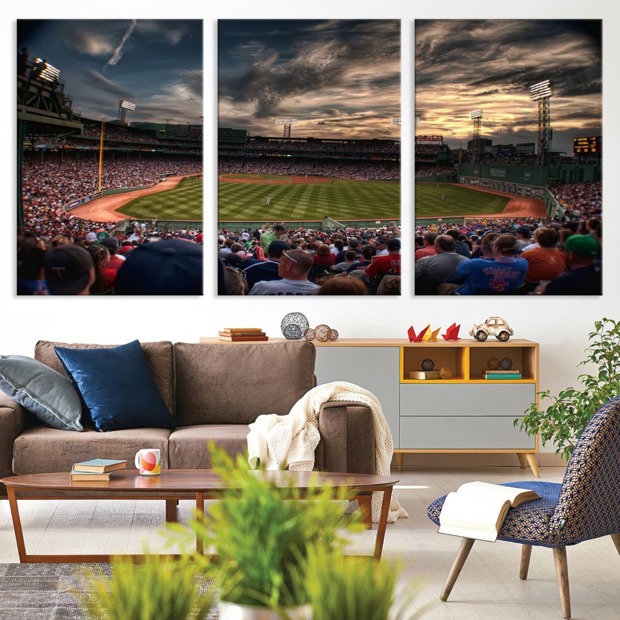 53432-MGV-CV-36X24-Boston Red Sox Baseball Team Print - Massachusetts Fenway Park Stadium Wall Art Canvas Print