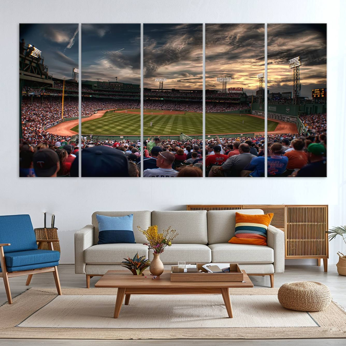 53432-MGV-CV-36X24-Boston Red Sox Baseball Team Print - Massachusetts Fenway Park Stadium Wall Art Canvas Print