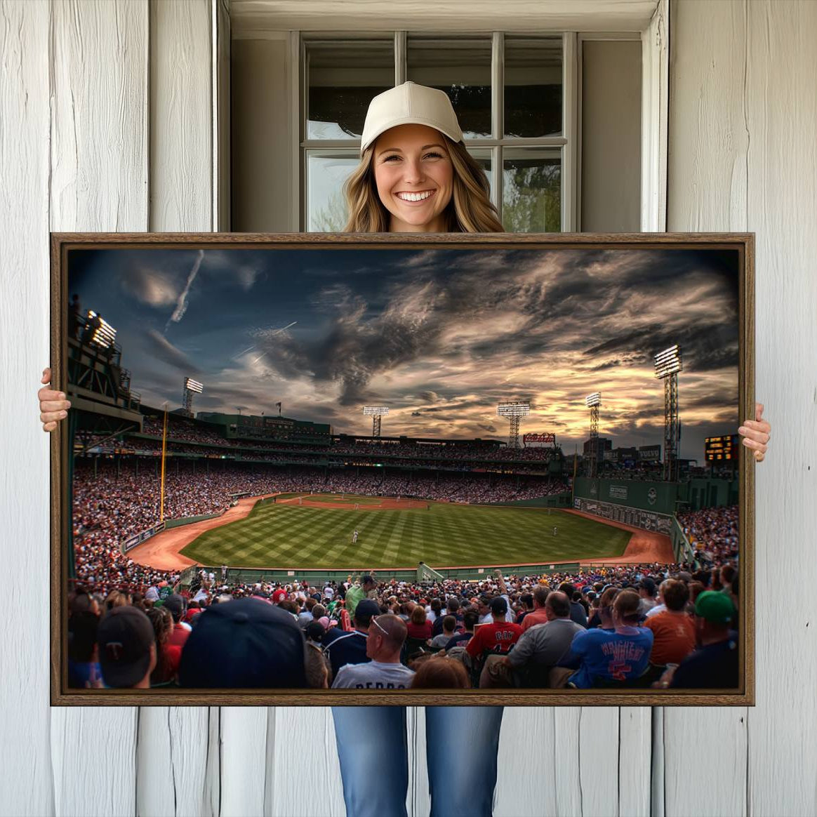 53432-MGV-CV-36X24-Boston Red Sox Baseball Team Print - Massachusetts Fenway Park Stadium Wall Art Canvas Print
