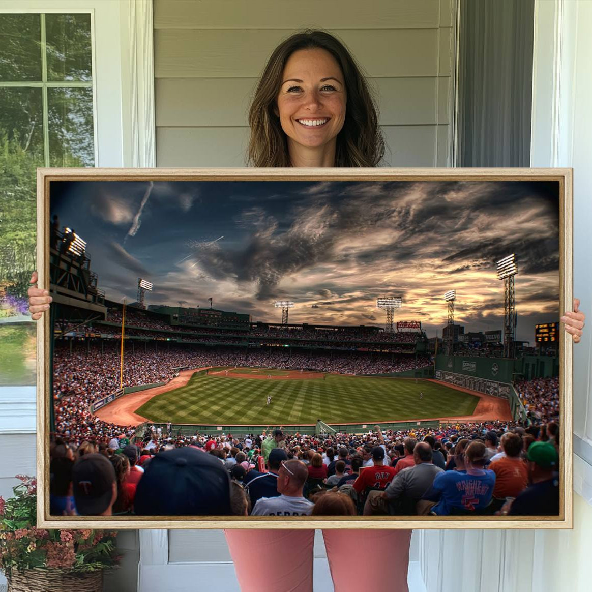 53432-MGV-CV-36X24-Boston Red Sox Baseball Team Print - Massachusetts Fenway Park Stadium Wall Art Canvas Print