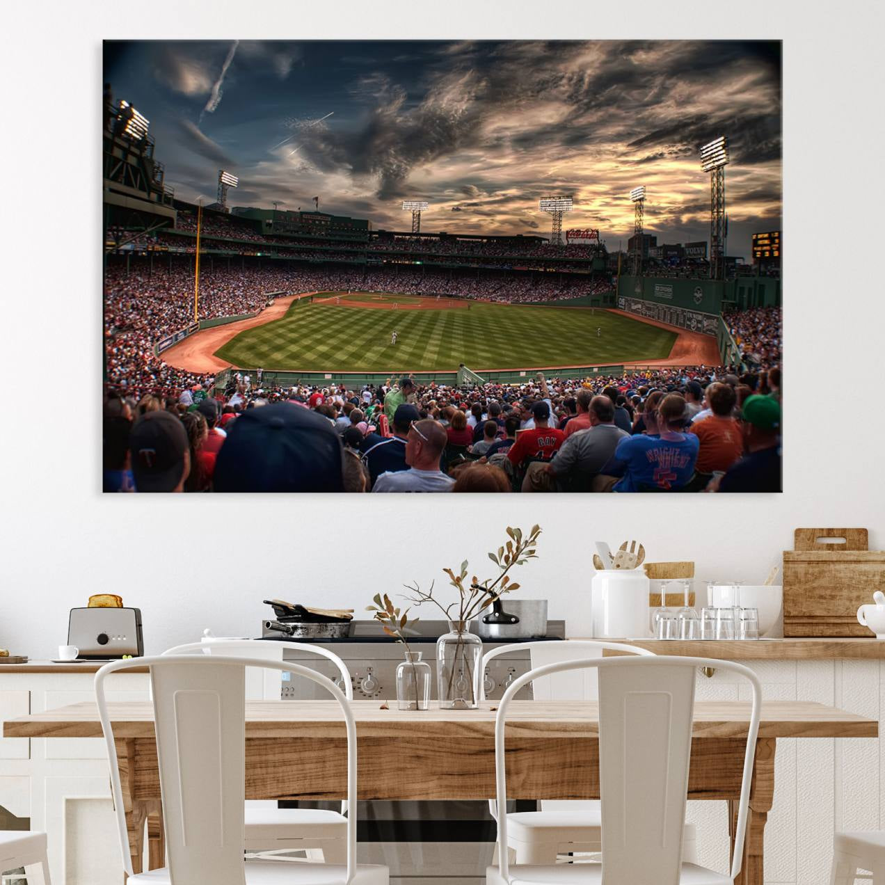 53432-MGV-CV-36X24-Boston Red Sox Baseball Team Print - Massachusetts Fenway Park Stadium Wall Art Canvas Print